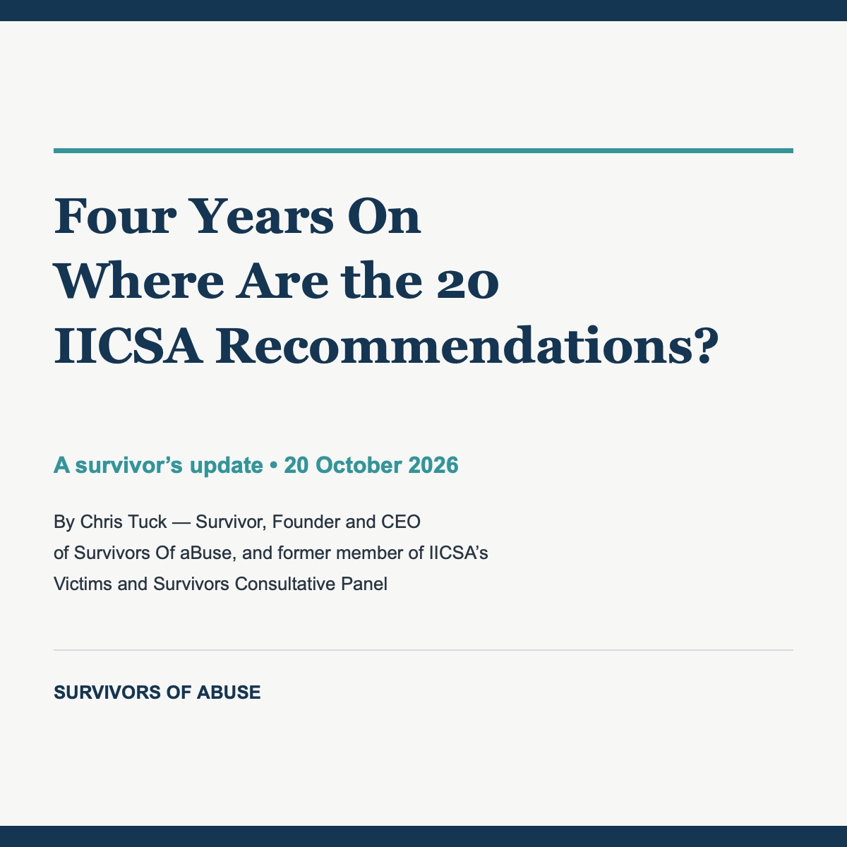 Four Years On: Where Are the 20 IICSA Recommendations?