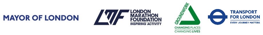 Mayor of London, London Marathon Foundation, Groundwork London and Transport for London logos